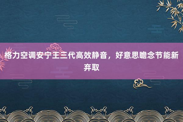 格力空调安宁王三代高效静音，好意思瞻念节能新弃取