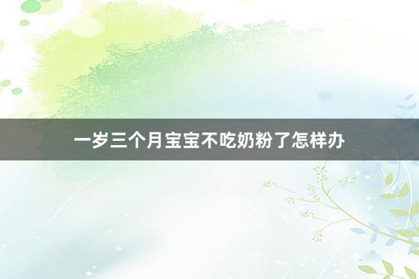一岁三个月宝宝不吃奶粉了怎样办